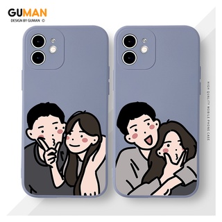 GUMAN เคสคู่ เคสไอโฟน คู่รัก ขอบเหลี่ยมกันกระแทกซิลิโคนนุ่มการ์ตูนน่ารักตลก เคสโทรศัพท์ Compatible for iPhone 14 13 12 11 Pro Max SE 2020 X XR XS 8 7 6 6S Plus พลัส XYM551