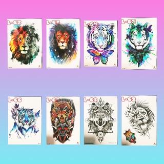 TATTOO Japan Style สติกเกอร์ลอกน้ำ ลายสิงโต สไตล์ญี่ปุ่น