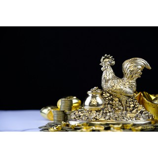 ไก่ รูปปั้นไก่มงคล ร้าน โชคดีทวีทรัพย์ ทำจากทองเหลืองแท้100% ส่งฟรี ถูกตามฮวงจุ้ย ของขวัญของตกแต่งบ้าน Chicken Statue