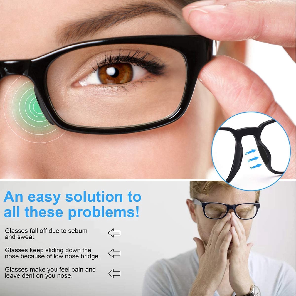 5 คู่แพ็ค / แผ่นรองจมูกแว่นตา / แผ่นรองจมูกกันลื่นซิลิโคนอ่อนนุ่มแบบมีกาวในตัวสําหรับแว่นตา, แว่นตา, แว่นกันแดด / อุปกรณ์แว่นตา - รูปที่ 2