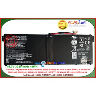 แบตเตอรี่แท้ - Original AC14B3K,  AC14B8K For Acer Aspire 5 A515-51G Swift 3 SF315-41 SF314-51 SF315-51 Nitro 5 AN515-51