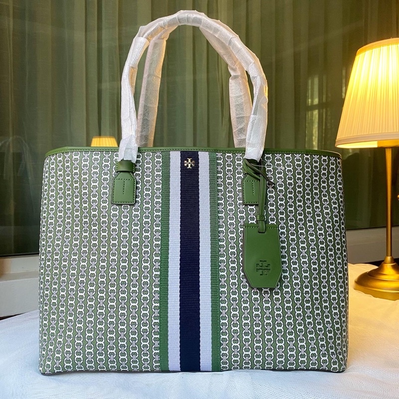 ผ่อนได้ 10 เดือน📍🚩Tory Burch Link Gemini Top-Zip Canvas Tote