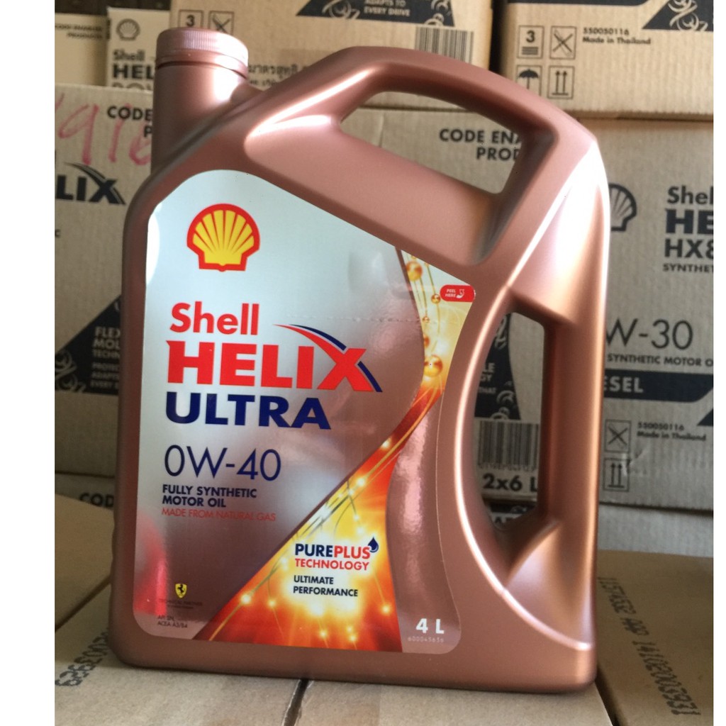 น้ำมันเครื่องสังเคราะห์แท้ SHELL Helix Ultra เบนซิน 0W-40 (4 ลิตร)