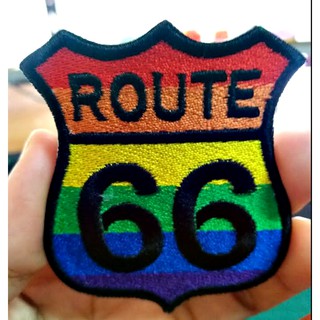 อาร์มตัวรีดติดเสื้อ DIY * ROUTE 66 * ขนาด 7 x 5.5 เซนติเมตร