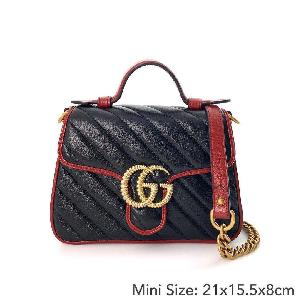 Gucci ผ่อน0% Authentic 100% กระเป๋า GUCCI Marmont Top handle bag