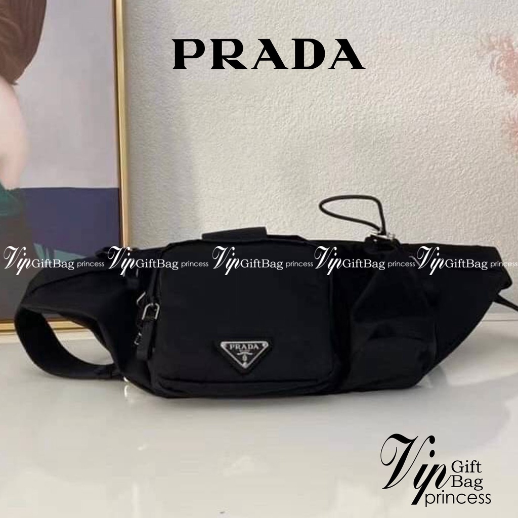 Prada Premium gift waist bag  รุ่น Hothit! กระเป๋าคาดเอว / คาดอก ใช้ได้ทั้งหญิงชาย วัสดุ nylon เรียบ