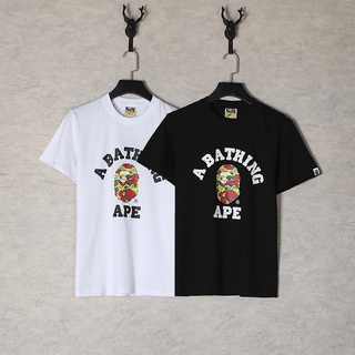 Bape เสื้อยืดแขนสั้น ผ้าฝ้าย พิมพ์ลาย แฟชั่นสําหรับผู้ชาย และผู้หญิง