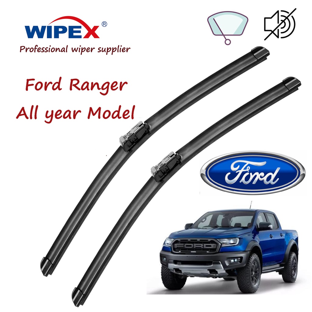 Ford Ranger 16and24 นิ้วชุดใบปัดน้ําฝนด้านหน้าแบน/คู่สําหรับ 2016 ถึง 2021 ปีรุ่น Car Window banana Wiper จาก wipex