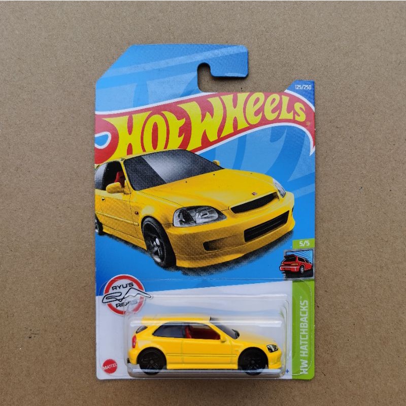 Hotwheels รุ่น Honda Civic EK9 สีเหลือง