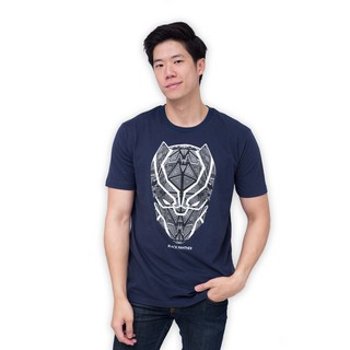 เสื้อยืดผ้าฝ้ายพิมพ์ลายแฟชั่นMarvel Men Avengers Black Panther Glow In The Dark -T Shirt เสื้อยืดแบล็คแพนเธอร์ผู้ชายเทคน