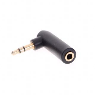 Stereo 3.5mm L adapter TSR ผู้ เมีย หัวงอ สะดวกพื้นที่เสียบ กันสายหัก 3.5 มม. 3 Pole Male Audio Plug Jack Connector