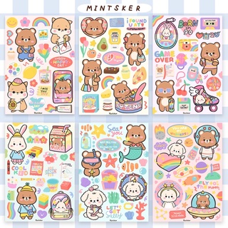 🐻PVC sticker Mintsker สติ๊กเกอร์เซ็ตน้องหมีและผองเพื่อน🐻🐶