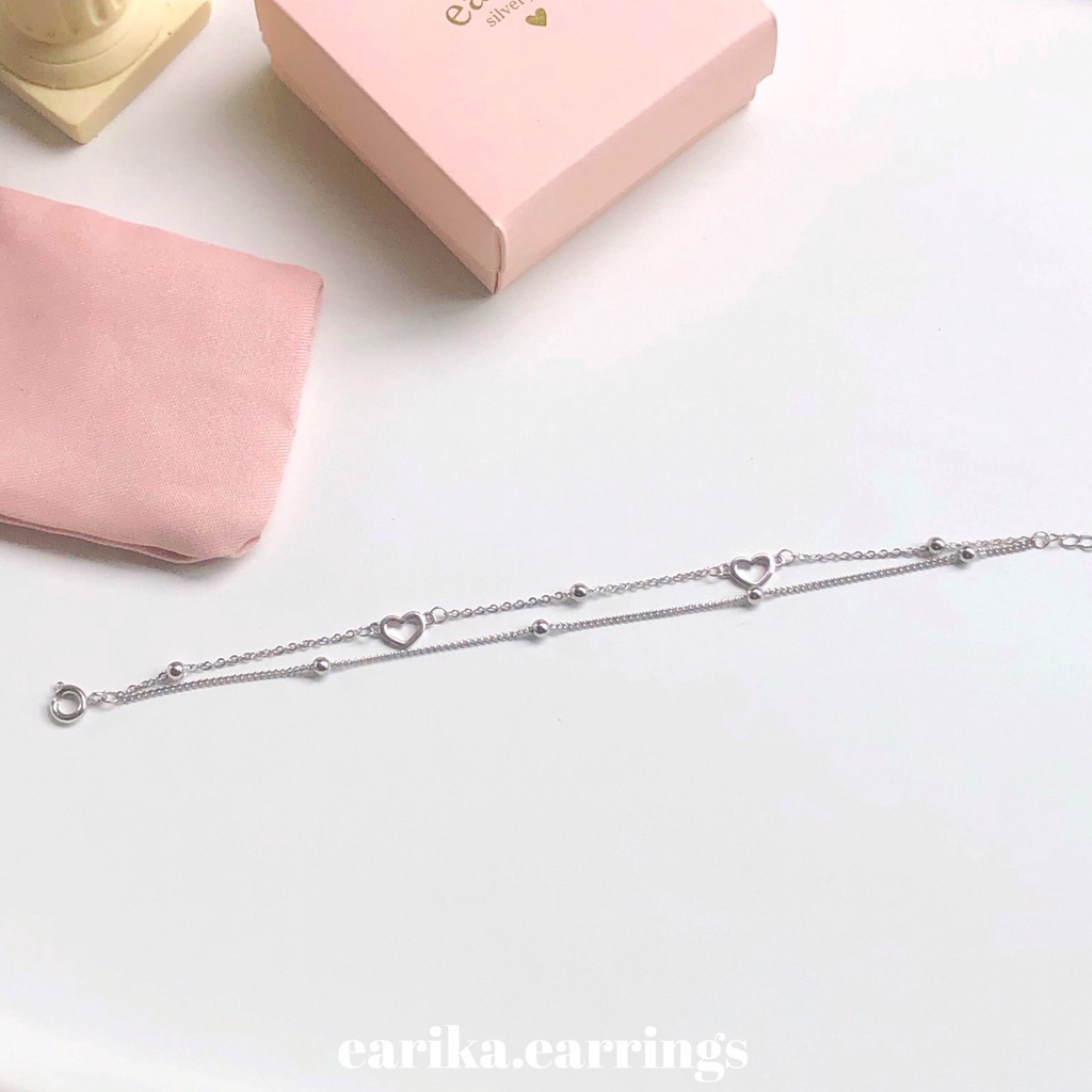 earika.earrings - sweetie bracelet สร้อยข้อมือจี้หัวใจ ปรับขนาดได้ เหมาะสำหรับคนแพ้ง่าย