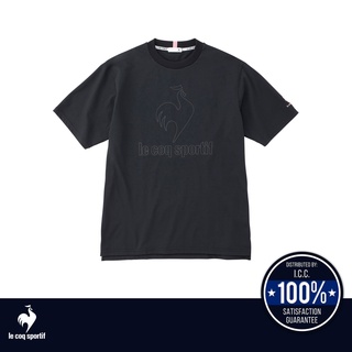 le coq sportif เสื้อเทรนนิ่ง ออกกำลังกาย ผู้ชาย ลายโลโก้ สีดำ (T-shirt, เสื้อยืด, เสื้อออกกำลังกาย, lecoq, เลอค็อก)