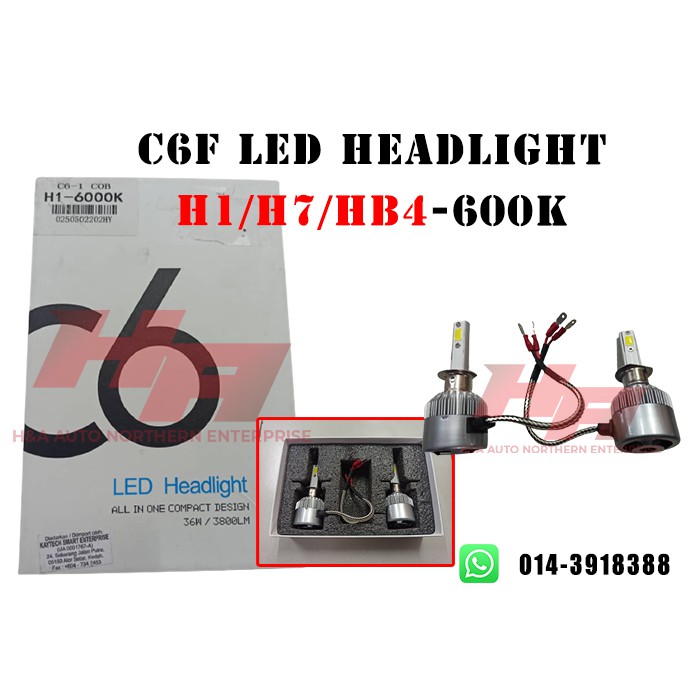 C6F H1/H7/HB4 ไฟ LED 6000K