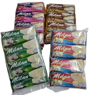 เวเฟอร์ มิลาน สุดอร่อย milan wafer รส ช็อค สตอ นม และ มะพร้าว 12 ชิ้น ขนมย้อนวัย