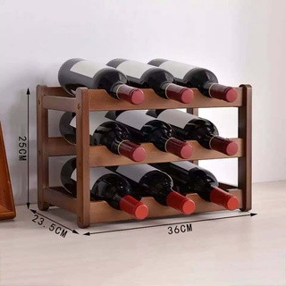 Bamboo Wine Rack ชั้นวางขวดไวน์ไม้ไผ่ 3 ชั้น วางได้ 9 ขวด 24x36x25 cm ST220406-1