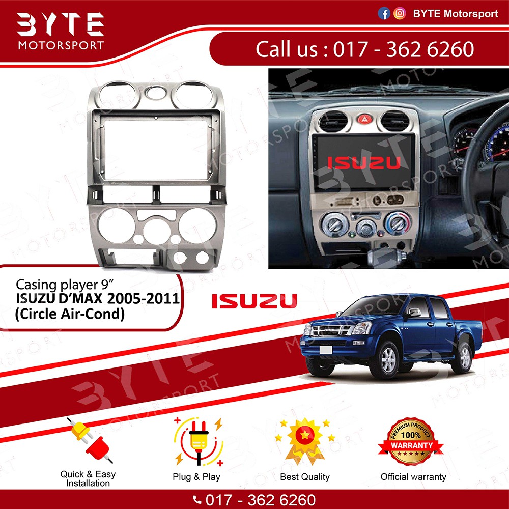 ปลอกเครื่องเล่น Android 9" Isuzu Dmax (Circle Air-Cond) 2005-2011