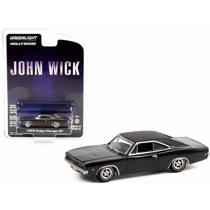 (ล้อยางพรีเมียม) Greenlight 1:64 รถโมเดล Greenlight Hollywood 1968 Dodge Charger RT JOHN WICK