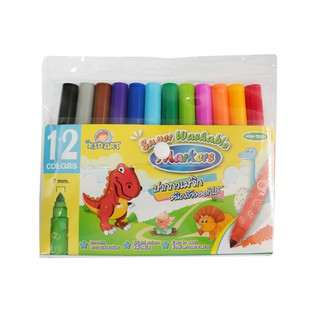 คิดอาร์ท ปากกาเมจิกจัมโบ้ 12สี/แพ็ค ไร้สารอันตราย Kidart  Super Washable Markers 12Colors NonToxic (VMJ012)