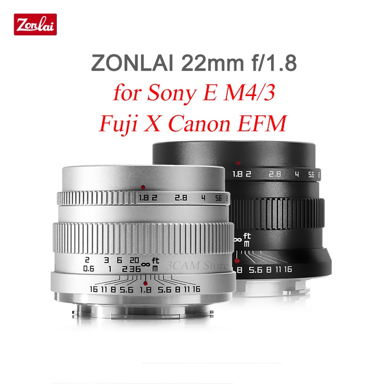 BZonlai 22mm F1.8 Manual Prime Lens for Canon EFM Fuji X Sony Emount