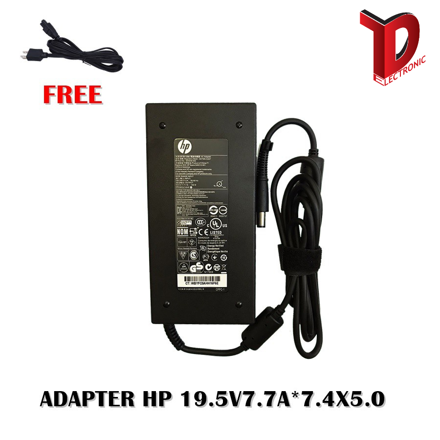 ADAPTER HP 19.5V7.7A*7.4X5.0 / สายชาร์จโน๊ตบุ๊คเอชพี + แถมสายไฟ