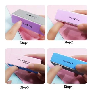 Born PRETTY Nail Buffers Curve Straight Sanding Sponge Files Grinding Polishing black Nail File Nail Art Tool Kit ตะไบขัดเล็บ 4 ขั้นตอน 1 ชิ้น