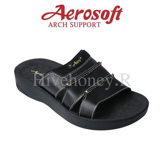 ☁️SM2025☁️ รองเท้าแตะหนังแท้เพื่อสุขภาพ aerosoft arch support(แอโร่ซอฟ)