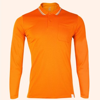 EGO SPORT EG6169 เสื้อโปโลชายเบสิคแขนยาวสีส้มแสด (99.95% Anti-Bacteria)