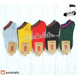 ถุงเท้าข้อสั้น สไตล์มินิมอล สีพื้นขอบแถบสี ไซส์ผู้หญิง 22-25cm.