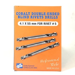 META ดอกสว่านสองหัว Cobalt Double-ended 4.1 x 55 mm สำหรับลูกรีเวท #5 - 10 ดอก ดอกสว่าน  #479