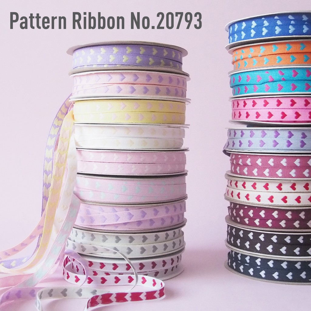 MOMOTARA No.20793 ริบบิ้น ริบบิ้น Ribbon  ทอลายหัวใจ Pattern Ribbon ขนาด 0.9 CM ยาว 36 หลา ชุดที่ 1