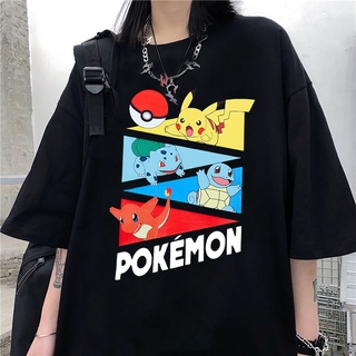 น่ารักการ์ตูน Pikachu Streetwear ญี่ปุ่น Harajuku Pikachu Kawaii เสื้อลำลอง Ulzzang อะนิเมะหลวมใหม่ผู้หญิงฤดูร้อนเสื้อยืด