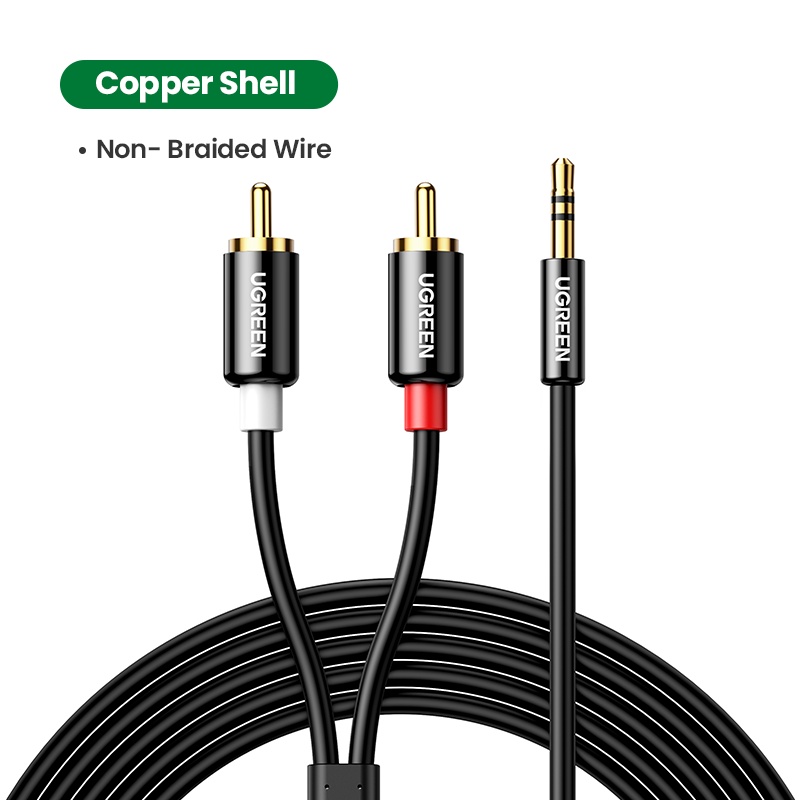 Ugreen สายสัญญาณเสียงสเตอริโอ เป็น 2rca วัสดุ PVC ยาว 3.5 มม.