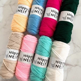 ไหมคอตตอน 8ply ไหมพรมเส้นใหญ่ ไหมพรมถักผ้าพันคอ ไหมพรม punch needle