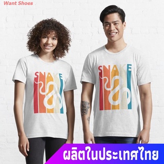 ผ้าฝ้าย 100%เสื้อยืดยอดนิยม Vintage Snake T-Shirt Retro Gift for Animal Lover Essential T-Shirt Mens Womens T-shirtsS-