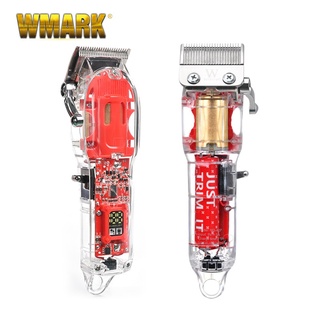 Wmark NG-407 ปัตตาเลี่ยนไฟฟ้า จอแสดงผล LCD ดิจิทัล หัวน้ํามัน กรรไกรแกะสลัก ร้านทําผม แบบใส