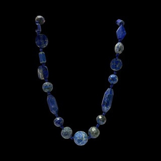 สร้อยคอ หินลาพิสลาซูลี่ หินแท้ธรรมชาติ เจียระไน Natural Faceted Genuine Lapis Lazuli Beads Necklace Handmade Gemstone