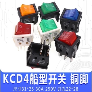 [KCD4 Series] สวิตช์รูปโยกปุ่มโยกคู่ 4 Pins 6 Pins 2 Gears 3 Gears with Light Waterproof Cats Eye 31x25MM 16A30A40A