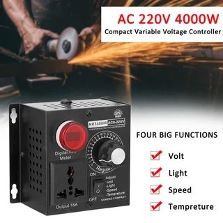 ตัวควบคุมแรงดันไฟฟ้า AC 220V 4000W ตัวควบคุมแรงดันไฟฟ้าตัวแปรขนาดกะทัดรัดแบบพกพาความเร็วอุณหภูมิแสงปรับแรงดันไฟฟ้า Dimme