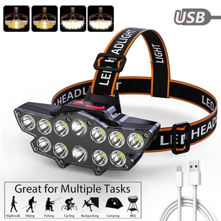 ไฟฉายคาดหัว 12 LED 10000W ส่องไกลถึง5KM ไฟฉาย ไฟฉายแรงสูงหลอด แบตอึด ไฟฉายคาดหัวกันน้ำได ไฟคาดหัว