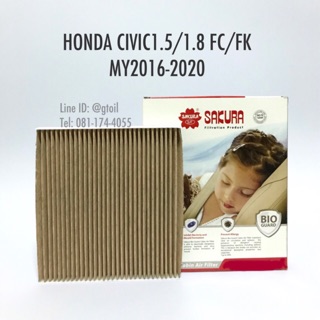 ไส้กรองแอร์ กรองแอร์ PM2.5 BIO-GUARD ต้านไวรัส เพื่อสุขภาพ BIO GARD 3in1 Filter HONDA CIVIC 1.8/1.5 FC FK by Sakura OEM