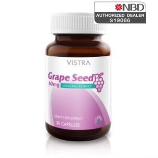 VISTRA Grape Seed Extract วิสทร้า เกรพซีด 30แคปซูล เมล็ดองุ่นExp.28/4/23