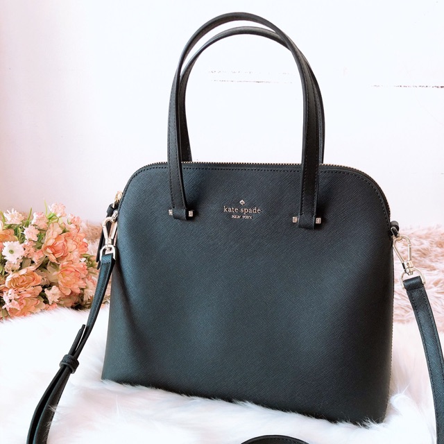 ♠️Kate Spade Maise Medium Dome Satchel Bag Black Leather