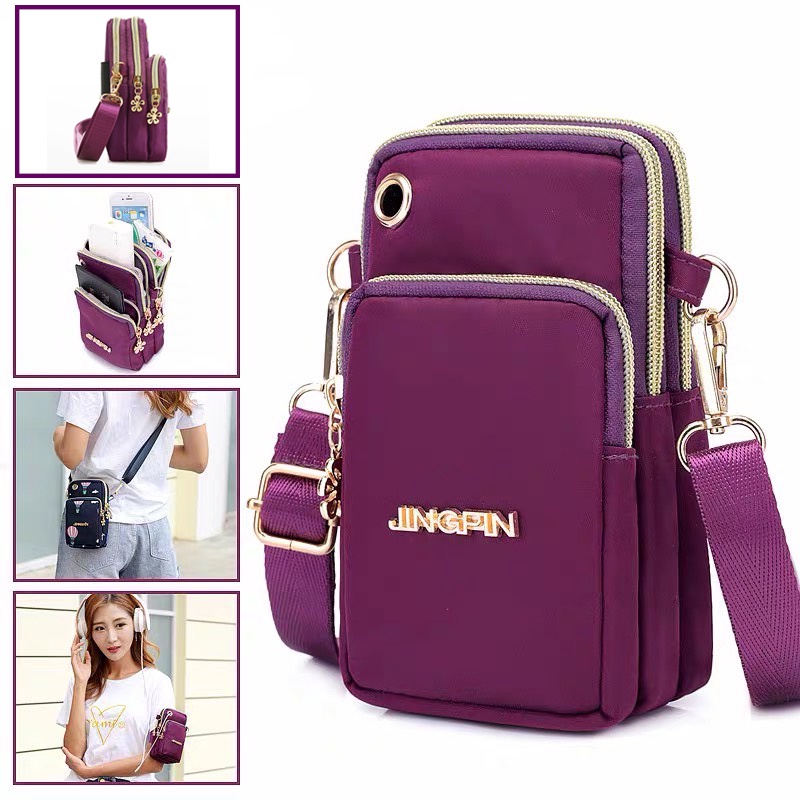 Fashion กระเป๋าสะพายข้าง มีรูคล้องหูฟัง คล้องแขนได้ พร้อมส่งจากไทย B-607