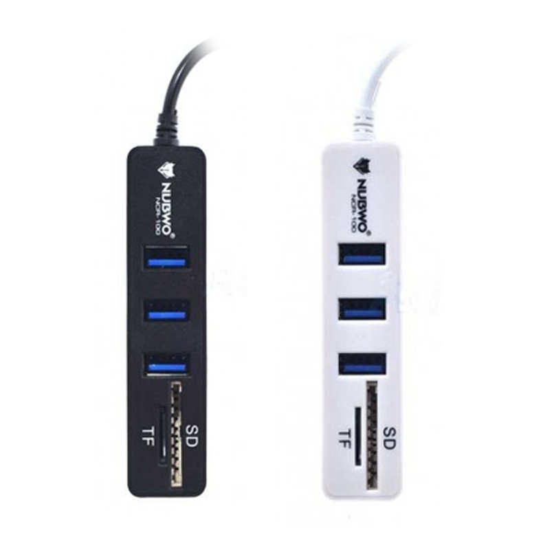 USB HUB (ยูเอสบีฮับ) NUBWO (NCR-100) Hub 3 Ports + 1Card Reader SD, TF (มี 2 สี WHITE | BLACK) ประกัน 1 ปี *ของแท้*