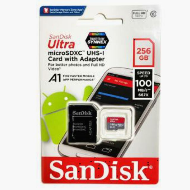 [ประกัน10ปี] Sandisk A1 เมมโมรี่การ์ด 256GB 150MB/S Ultra Class 10 Micro SD Memory Card