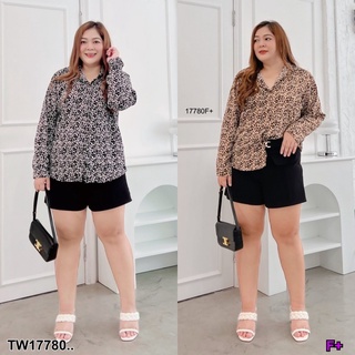 TwinsShopVip💗พร้อมส่ง TW17780 เสื้อ #Bigsize เสื้อเชิ้ตแขนยาวพิมลาย ..