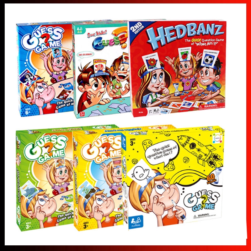 【Ready Stock】 Guess Game What am I （Food/Animals/Character/Drawing） Hedbanz Game Quick Question Game