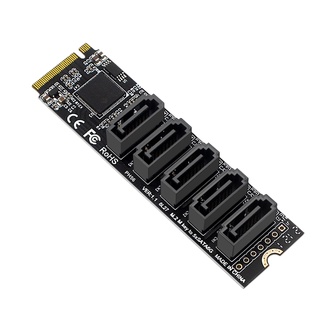 M.2 to NGFF 5 Ports SATA3.0 Adapter Card JMB585 M.2 Key M SATA3.0